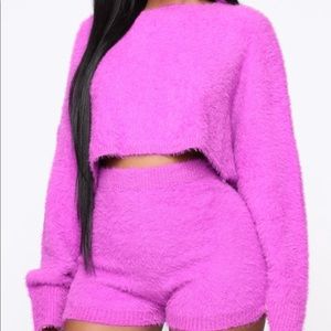 BRAND NEW FUZZY SHORT SET